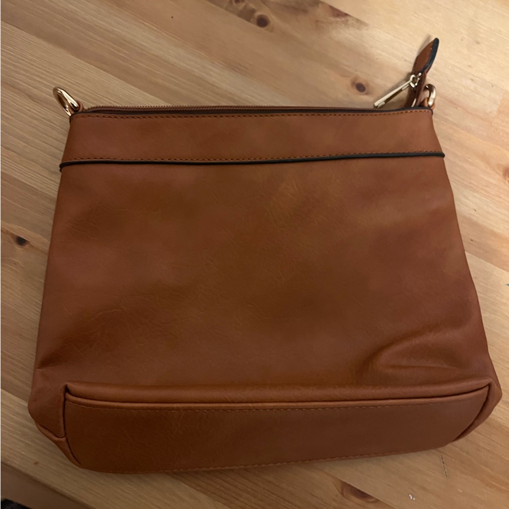 Brown faux leather pouch